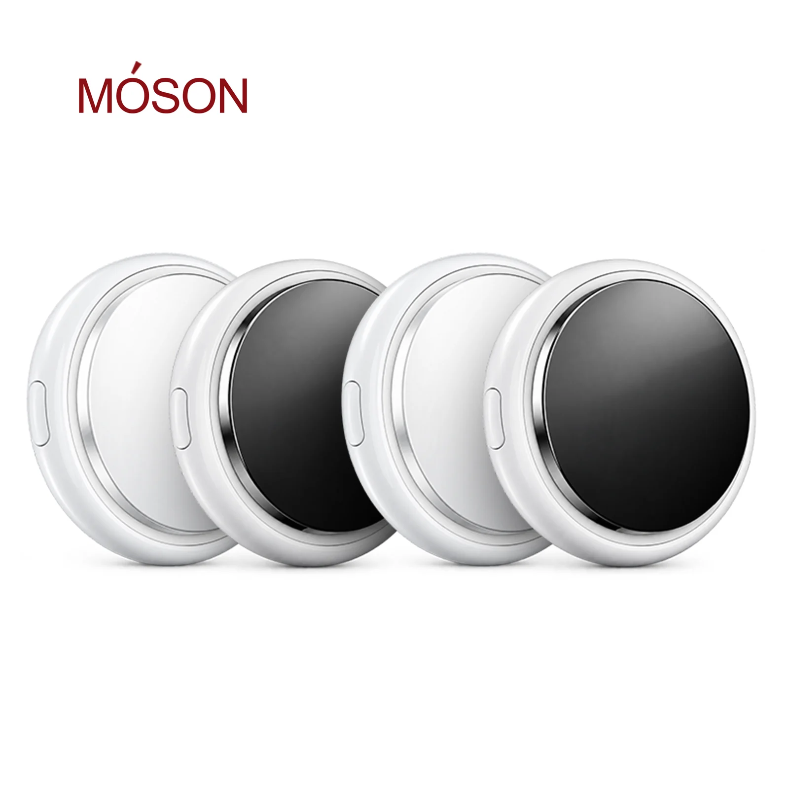 Four M20 round trackers in white and black, shown on a plain white studio ground