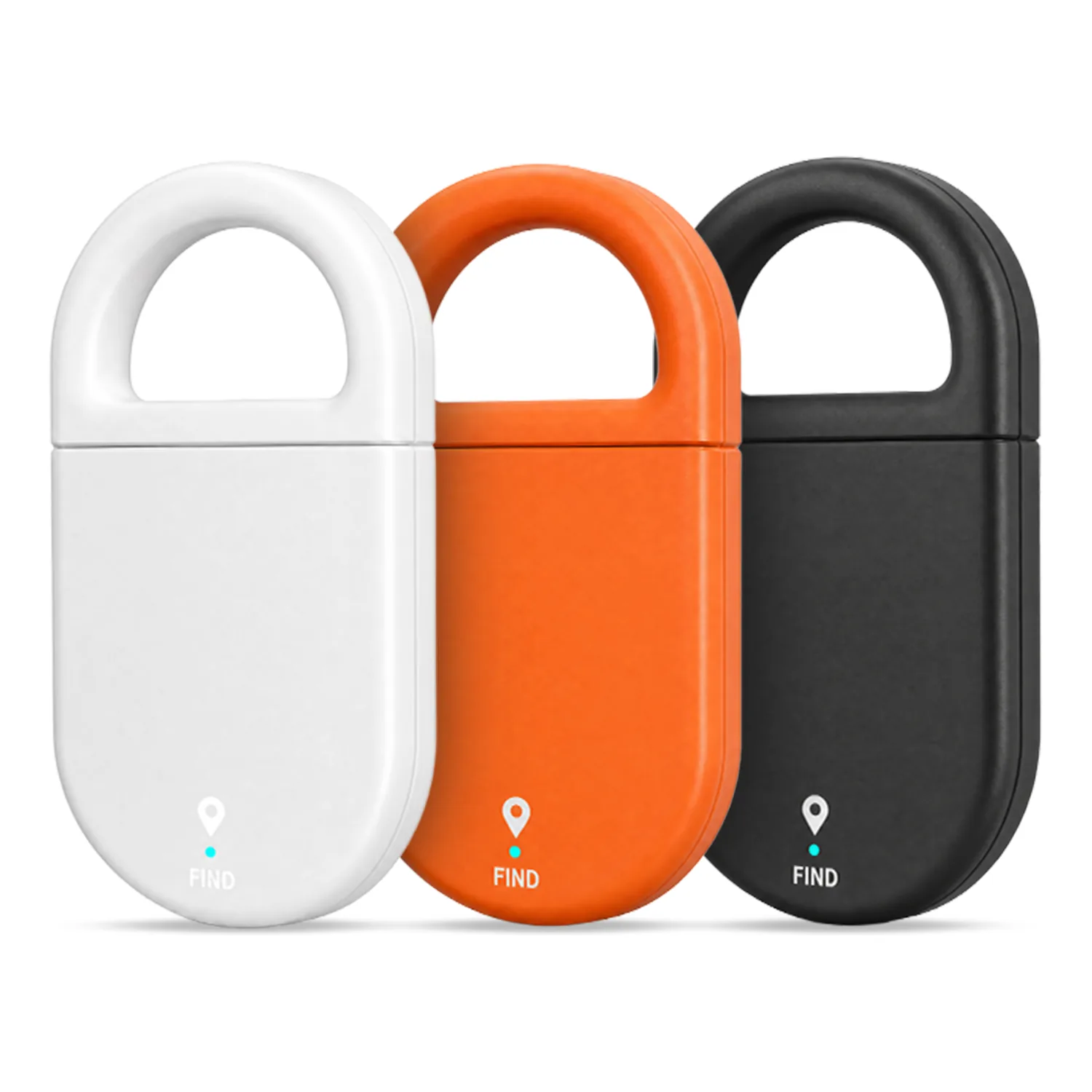 Three M21 LED loop trackers in white, orange and black with the loop moulded into the body